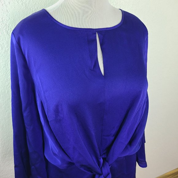 Long Tall Sally  Tie Front Dress Royal Blue Plus Size 18 - Picture 2 of 8